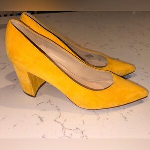 Marc Fisher Yellow Zala Block Heel Toe Pump Suede Heels-size 10